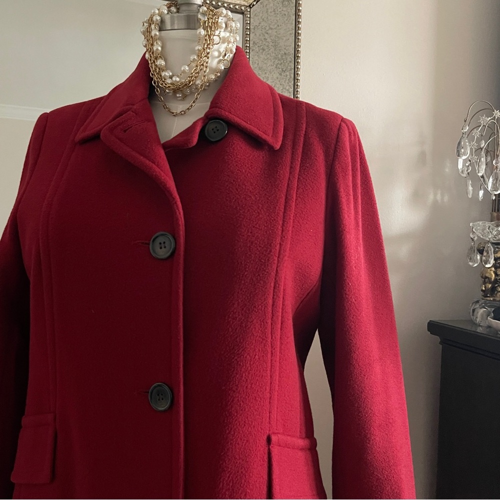 Anne Klein Red Wool Cashmere Blend Coat.